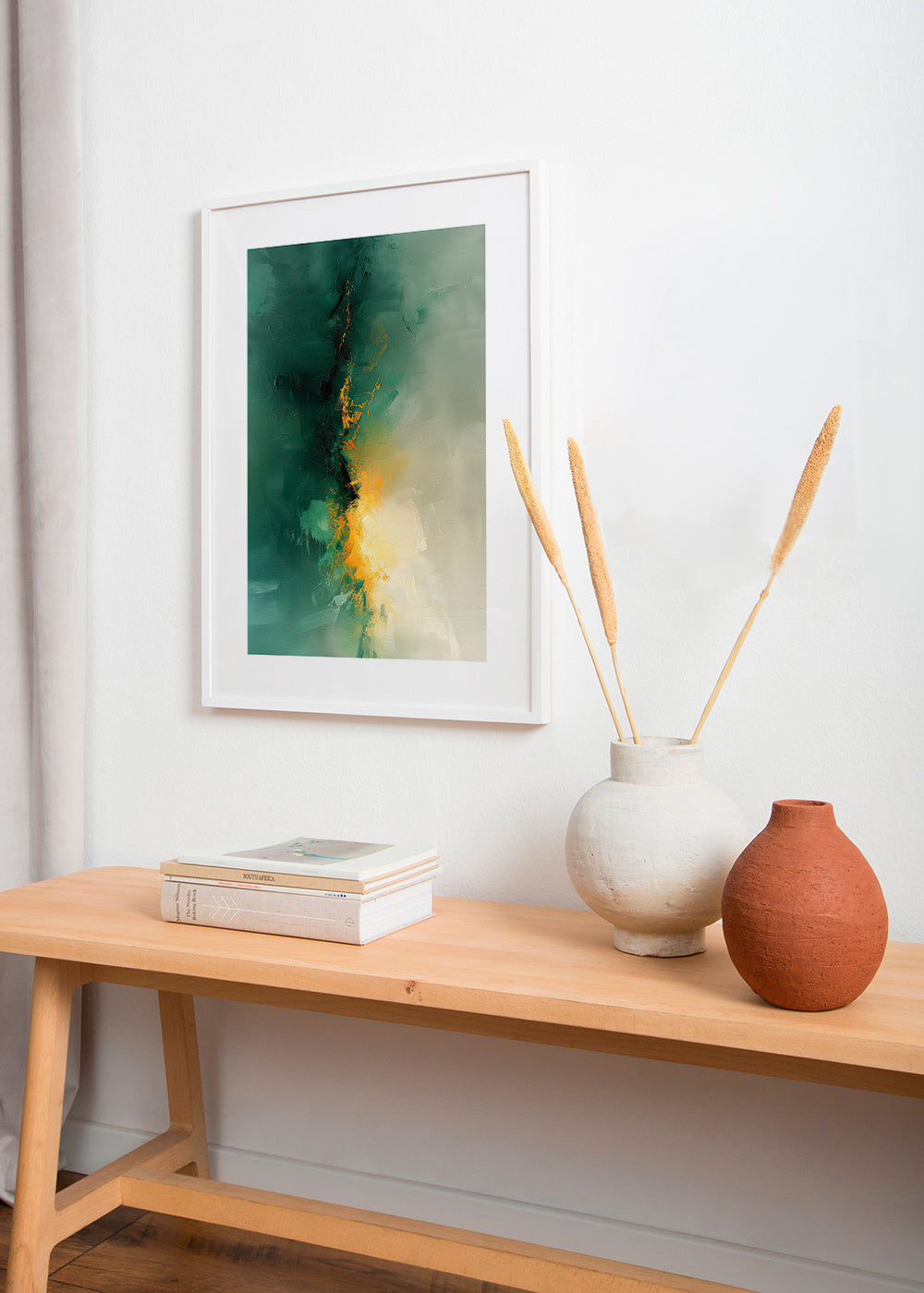 Œuvre abstraite verte et dorée - Crépuscule – Product1
