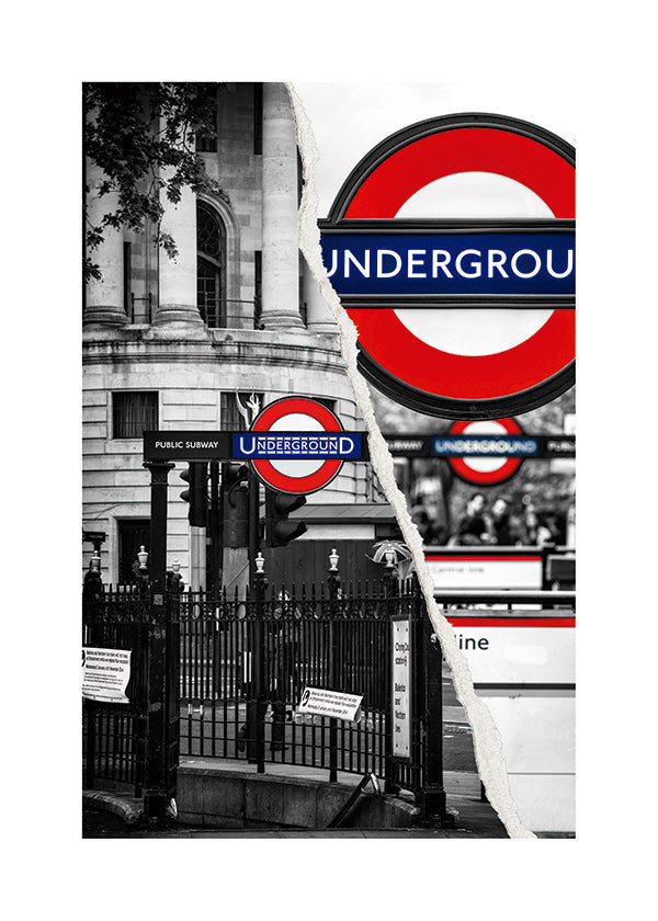 Art de ville avec enseigne Underground de Londres