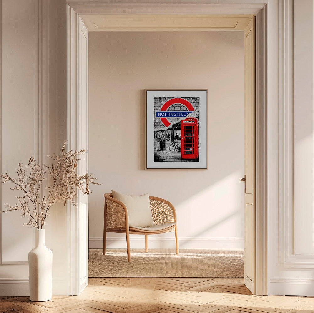 Art de ville avec cabine téléphonique rouge à Notting Hill – Canvas2