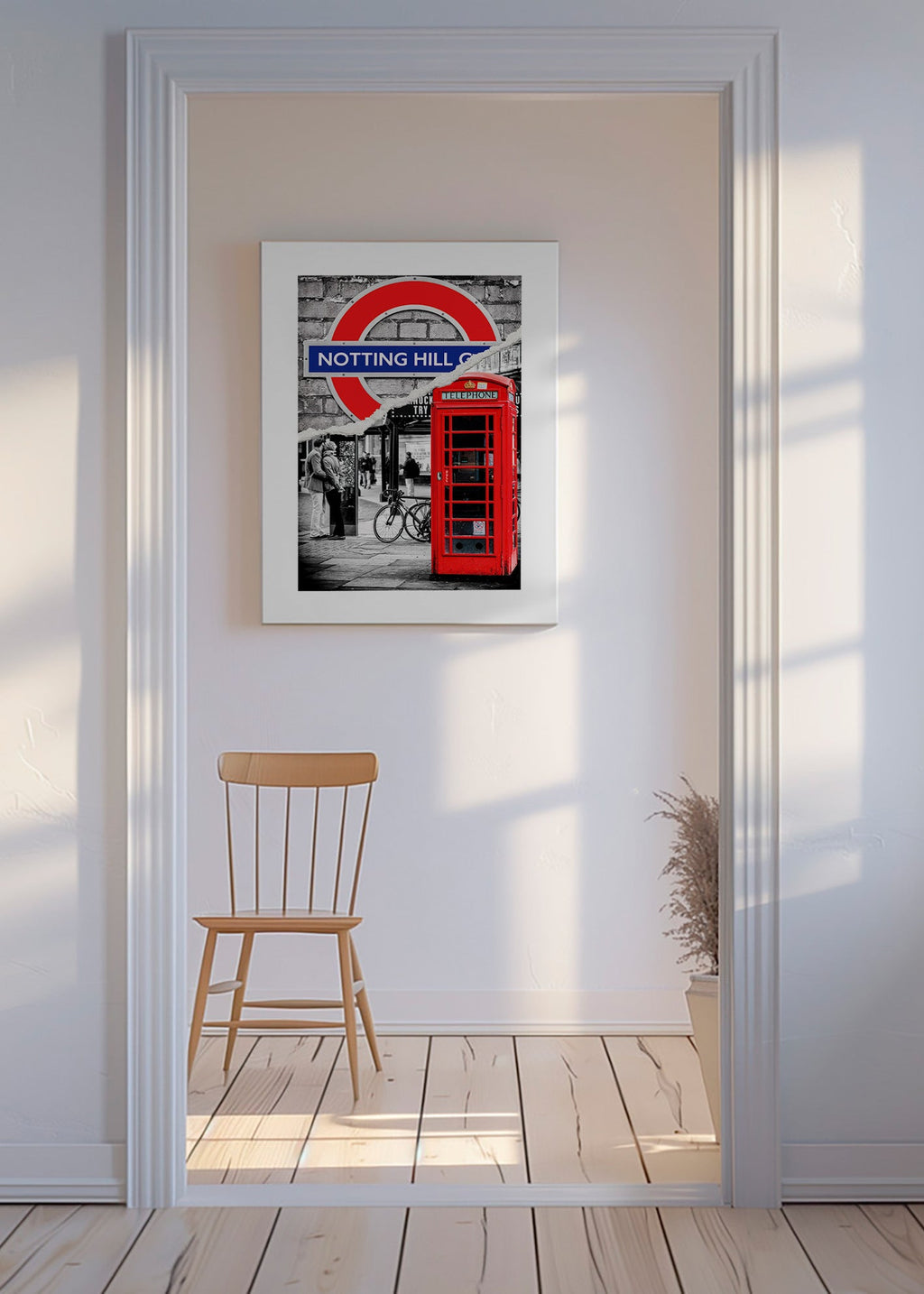 Art de ville avec cabine téléphonique rouge à Notting Hill – Canvas