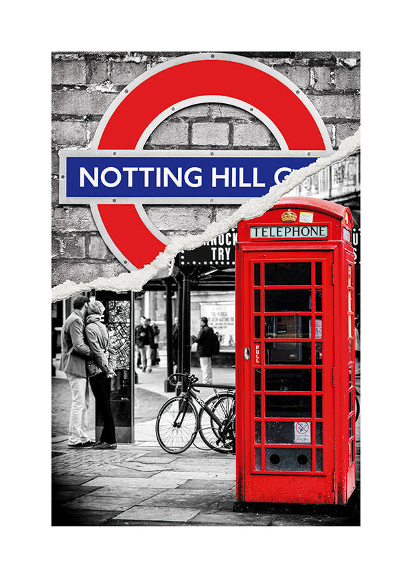 Art de ville avec cabine téléphonique rouge à Notting Hill