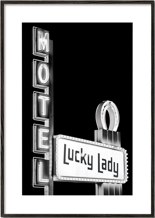 Photographie enseigne Lucky Lady du motel – Black Frame