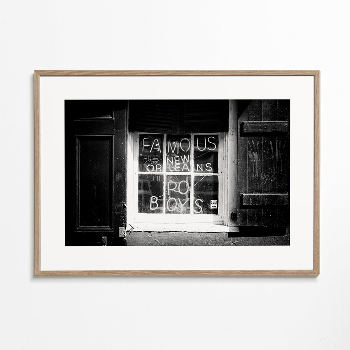Art de cuisine: enseigne New Orleans en noir et blanc – Oak Frame