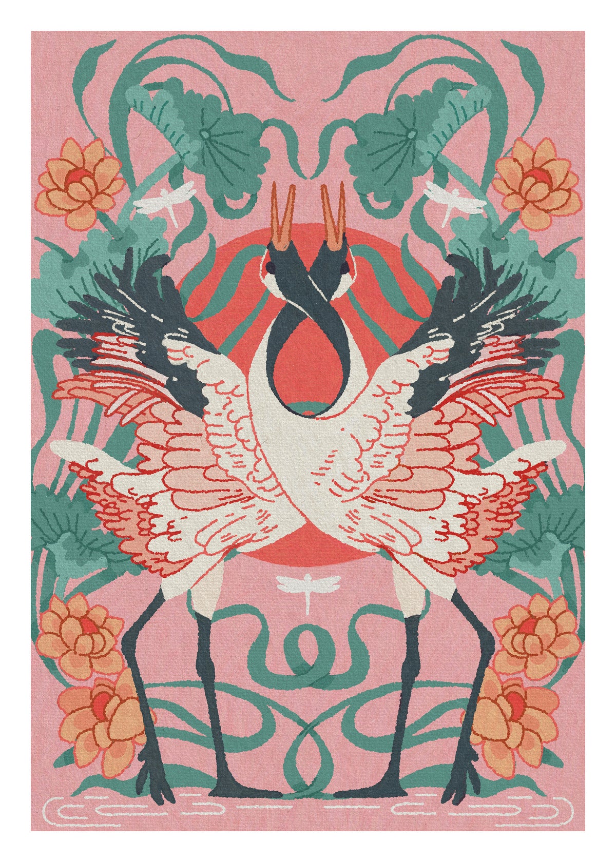 Dancing Cranes - Unframed art print