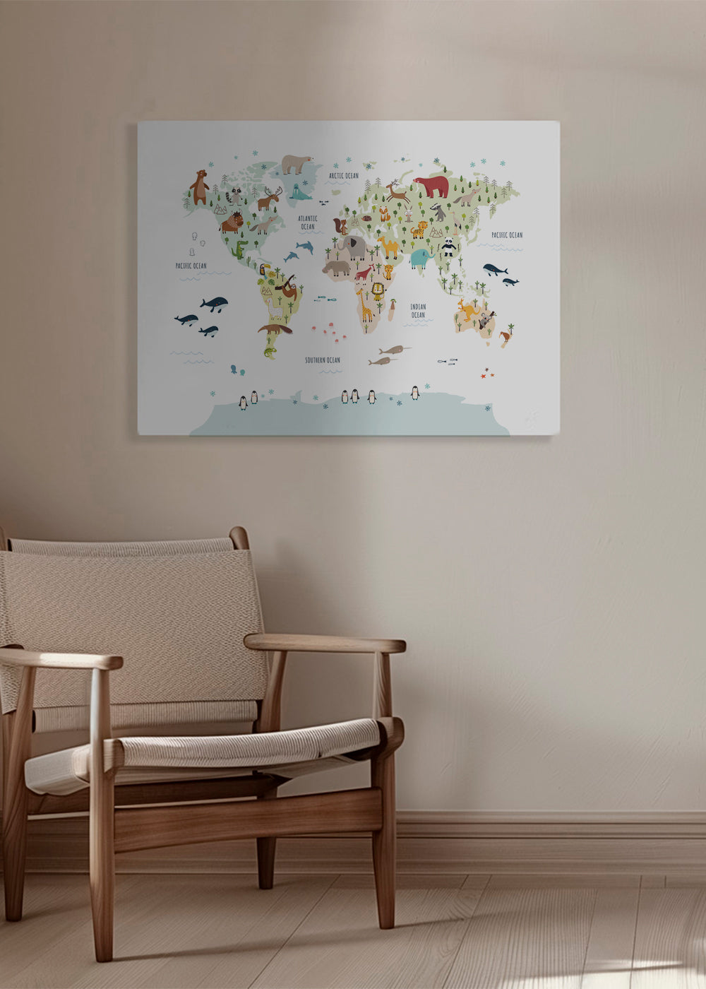 World Map with animals colours