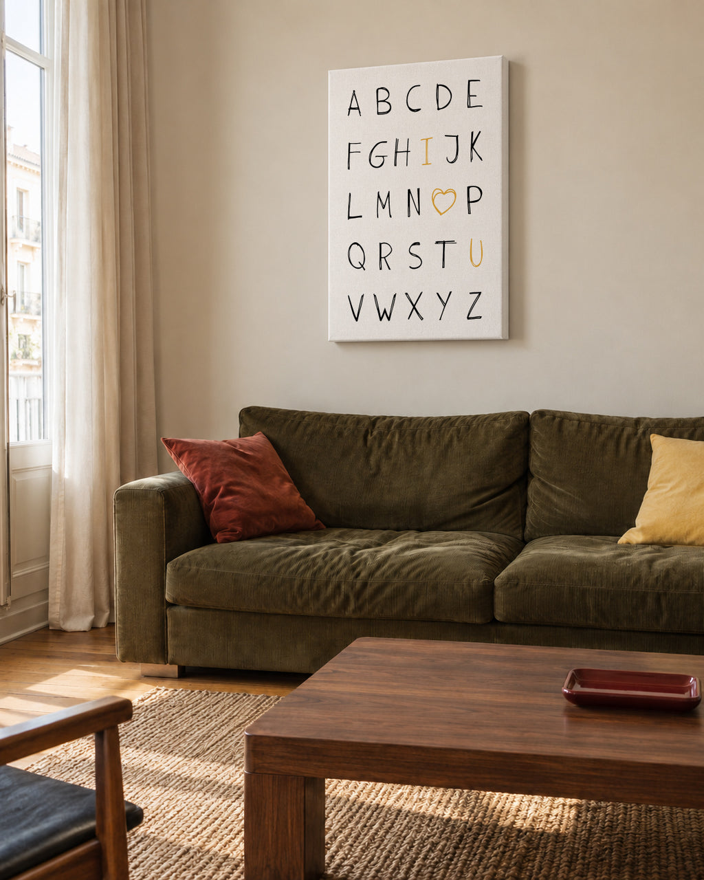 Alphabet I love you - Unframed canvas in an interior