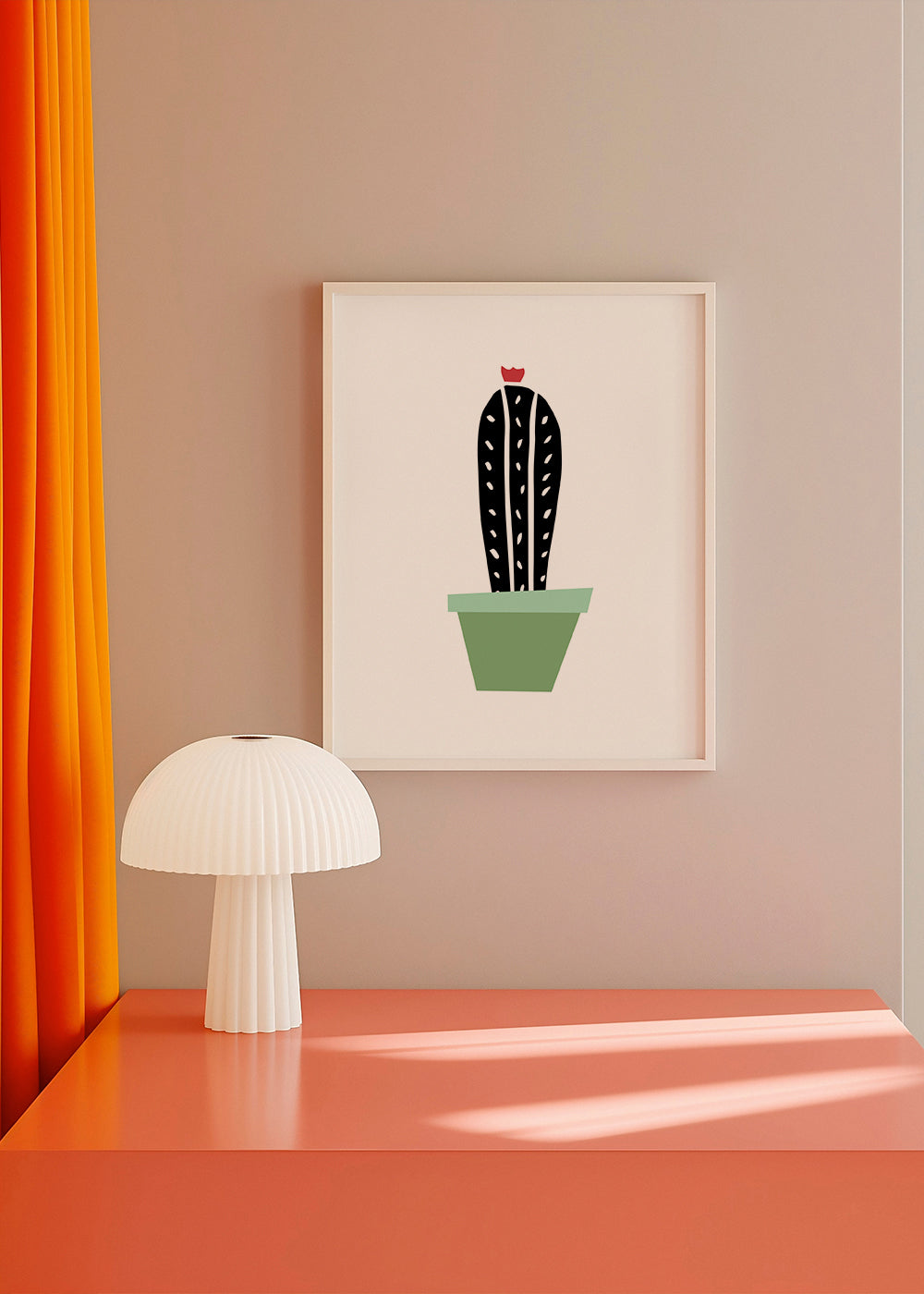Green pot cactus print