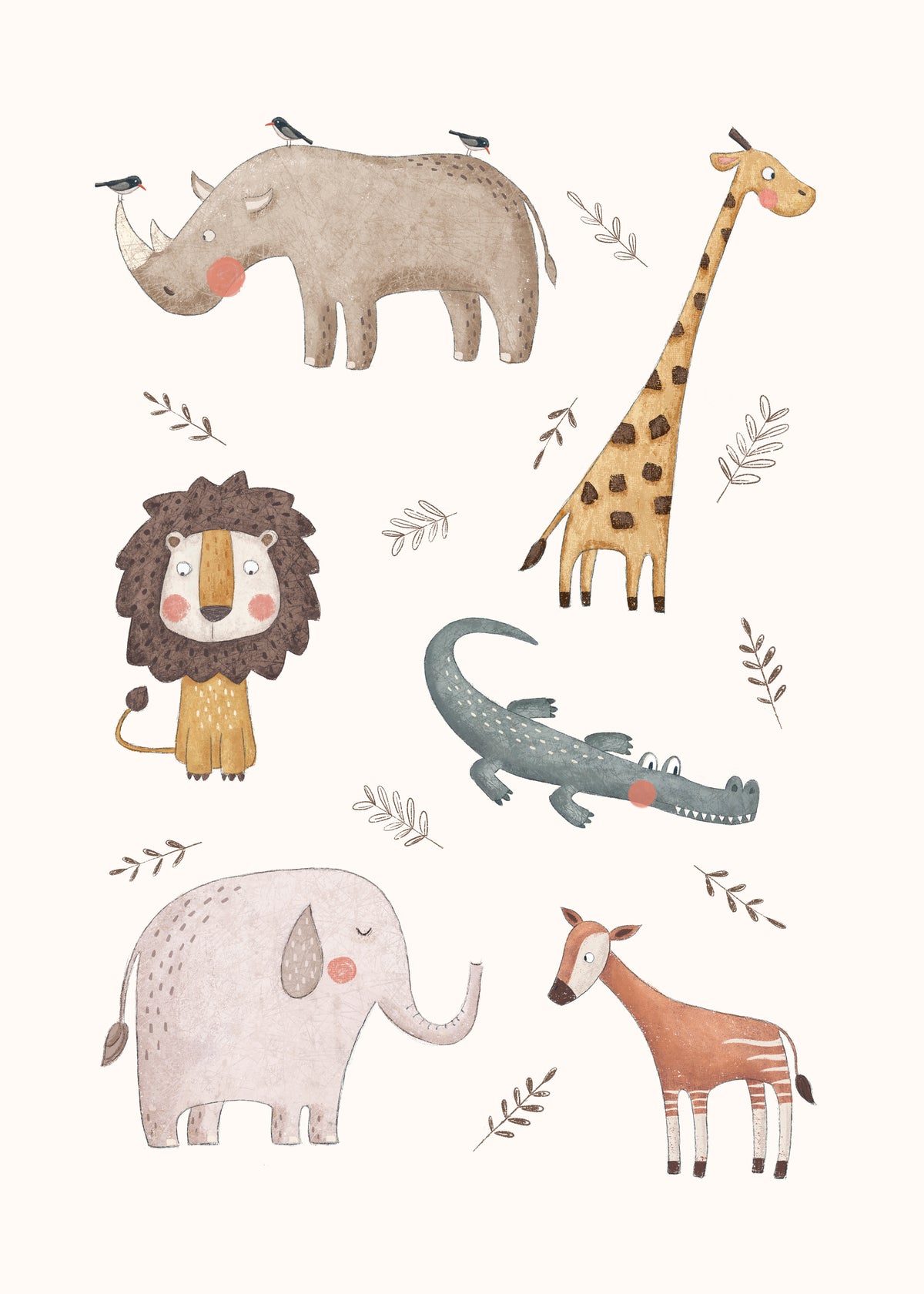 Safari animals - Unframed art print