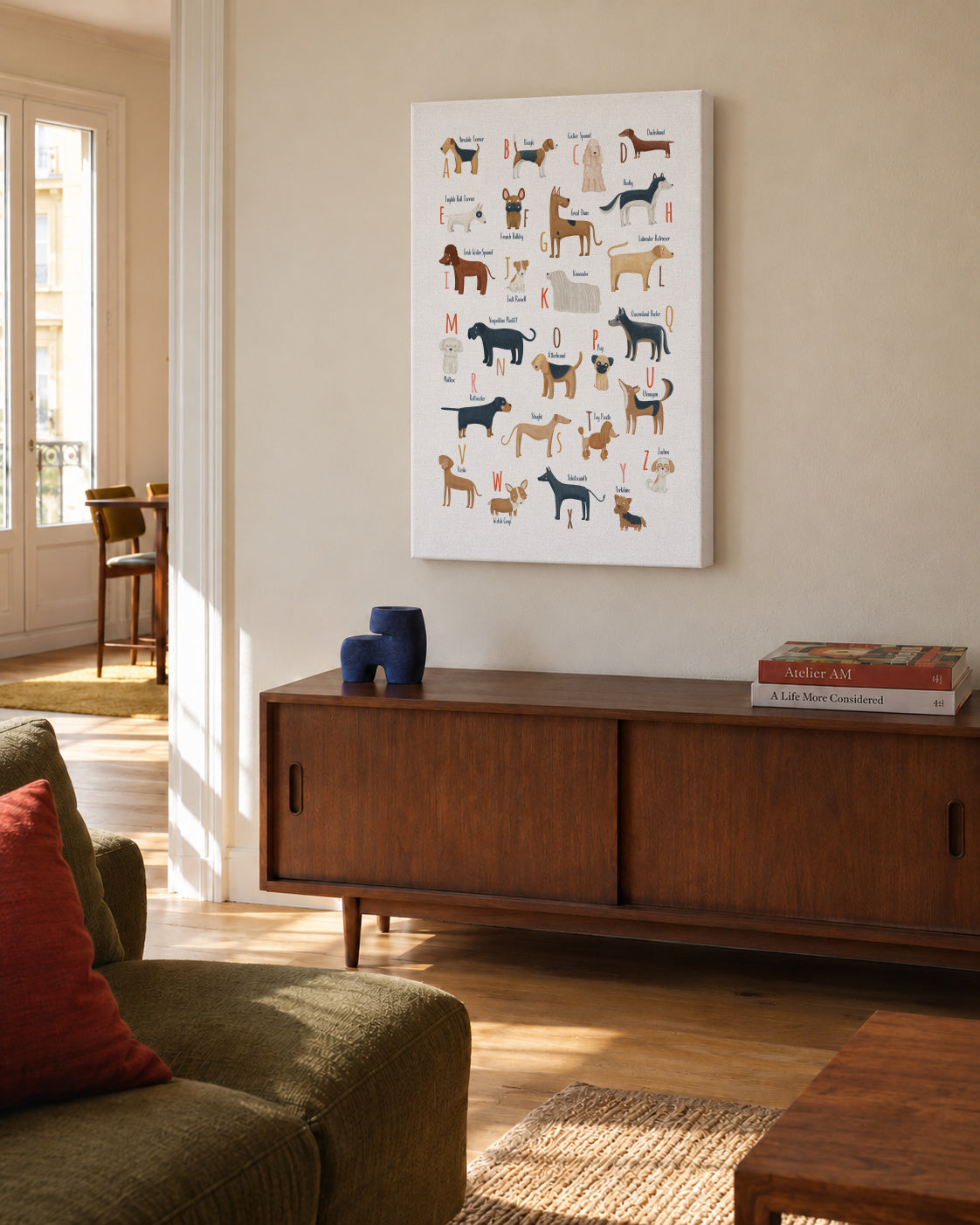 Abecedario con perros - Unframed canvas in an interior