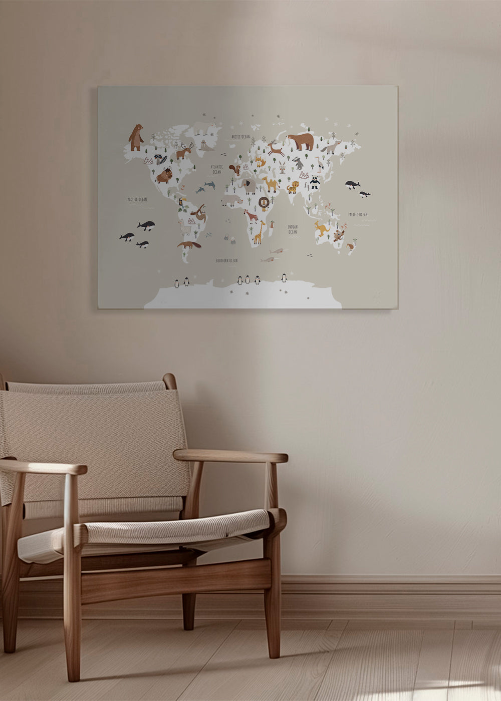 Mapa con animales beige