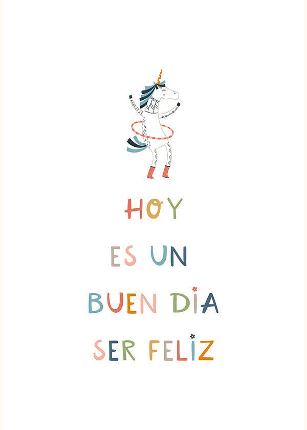 Affiche enfant avec licorne et message typographique