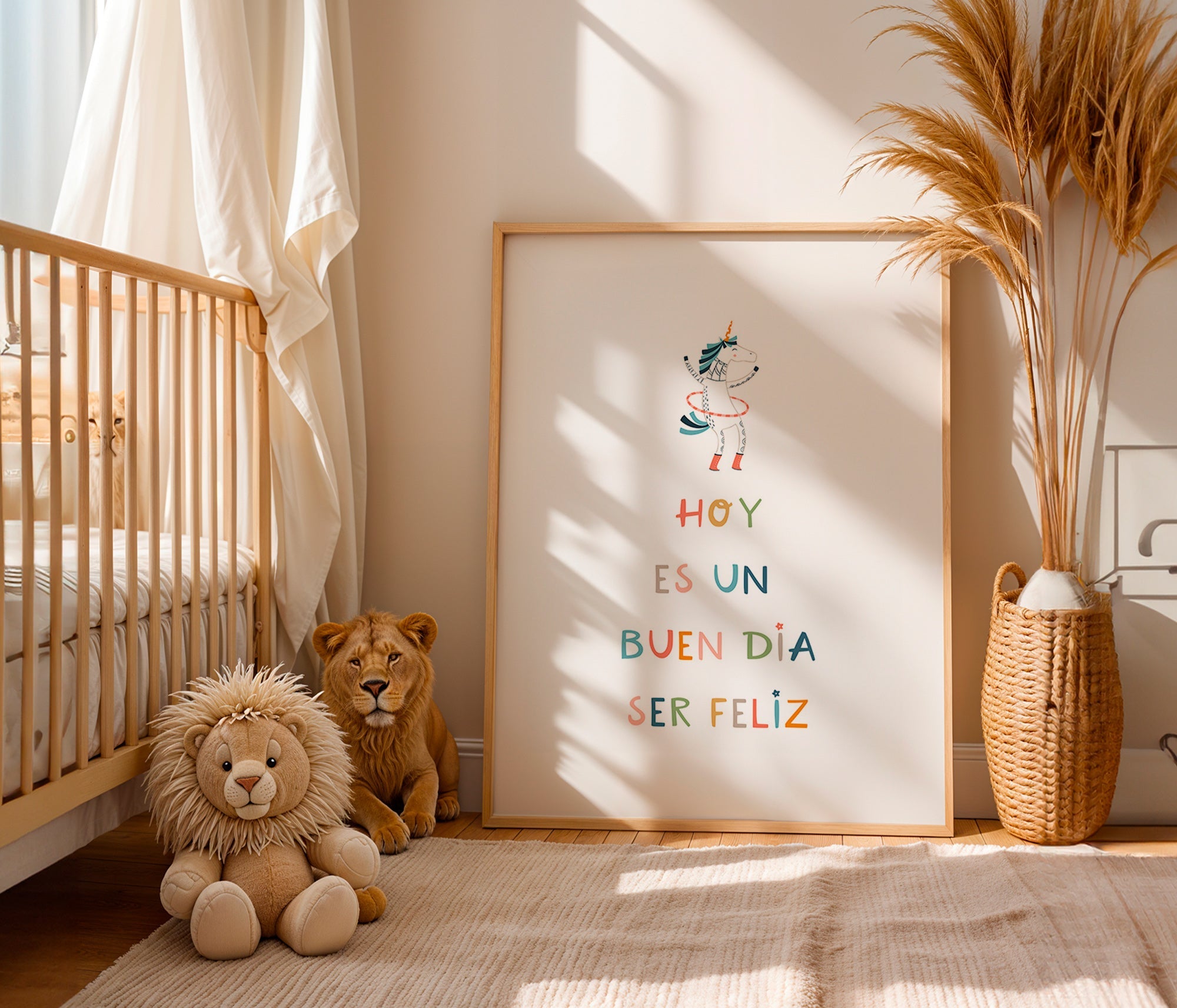 Affiche enfant avec licorne et message typographique