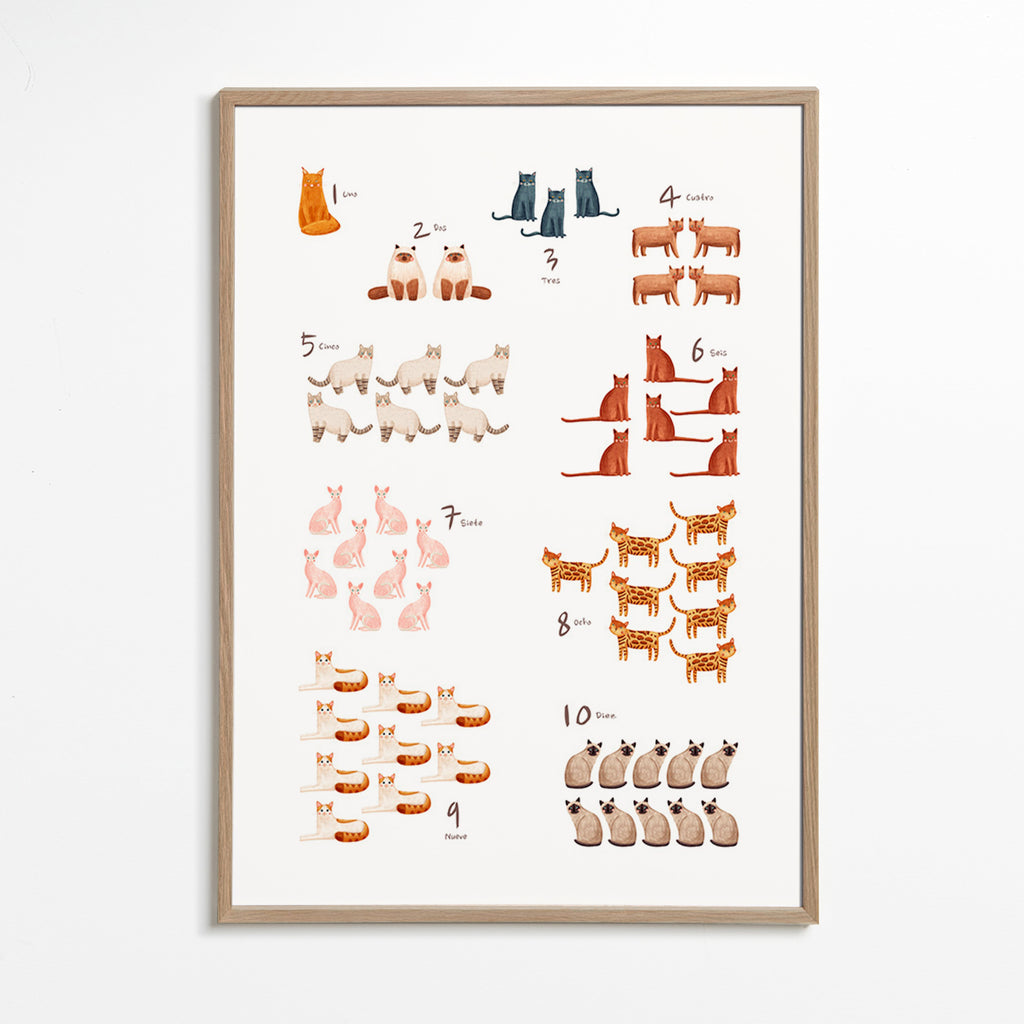 Illustration pour enfants: nombres con chats ludiques