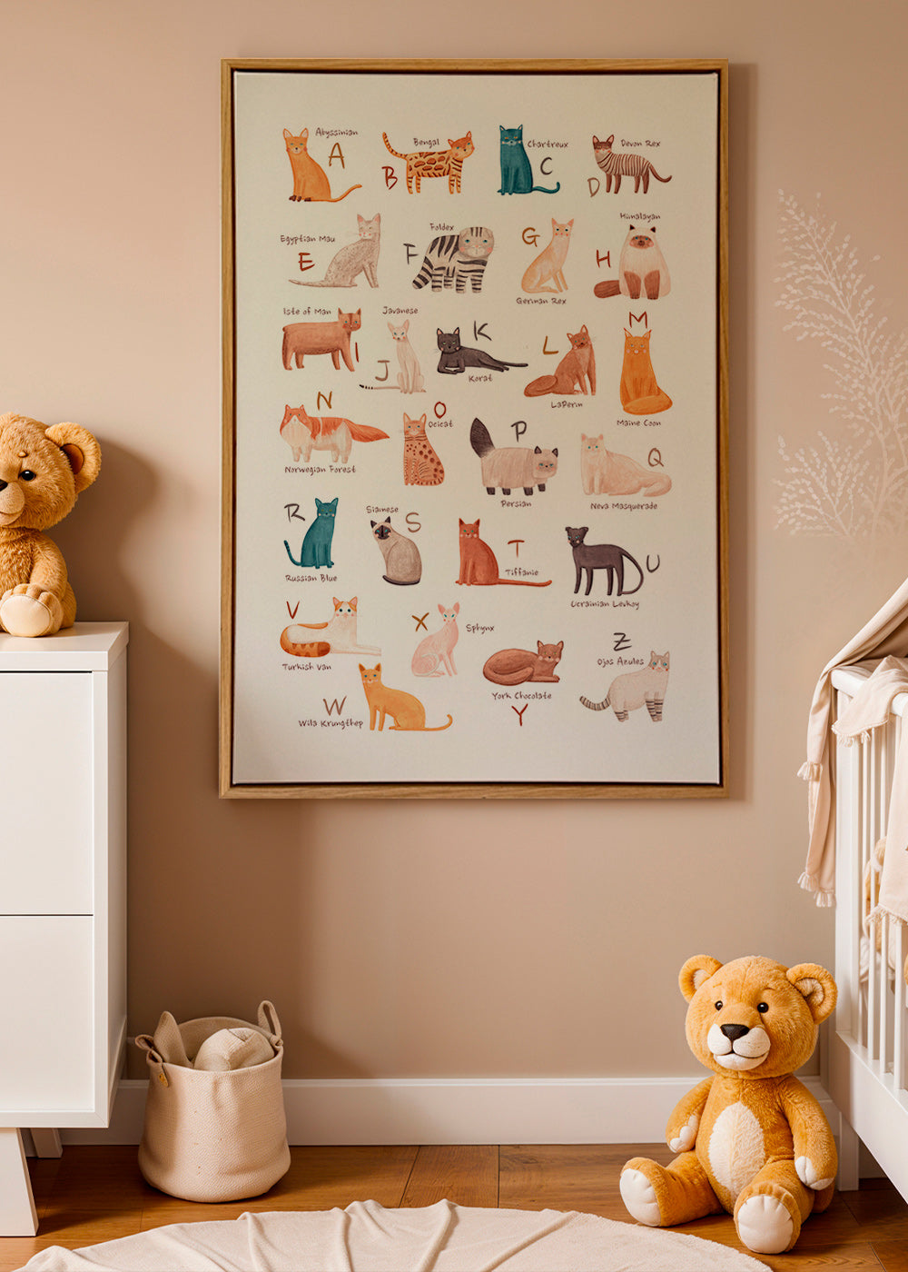Illustration enfantine: alphabet des chats