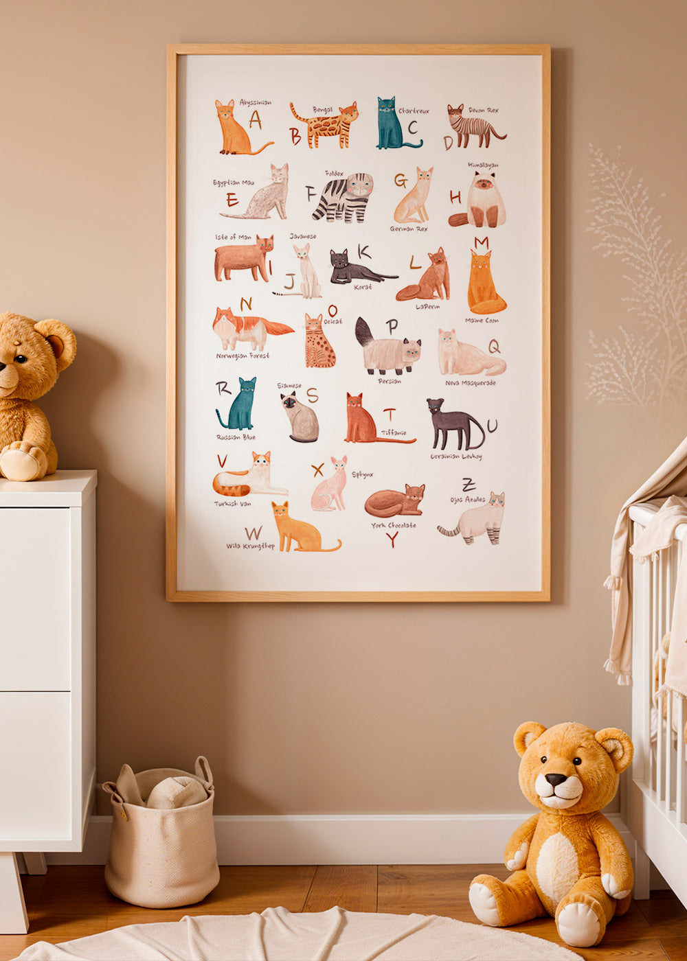 Illustration enfantine: alphabet des chats