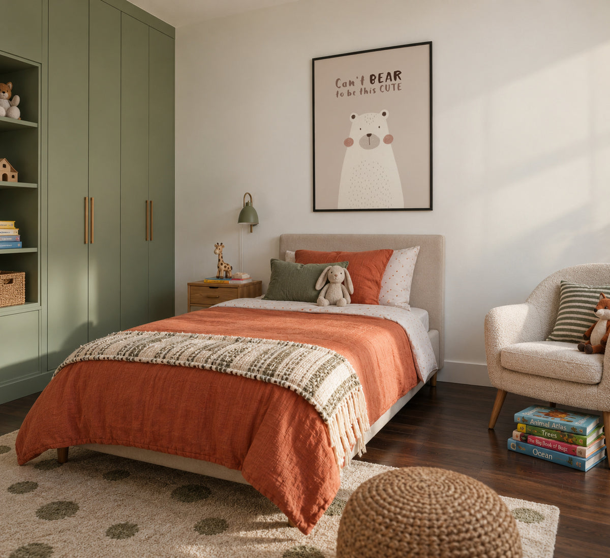Cute Bear beige color - Framed poster in an interior