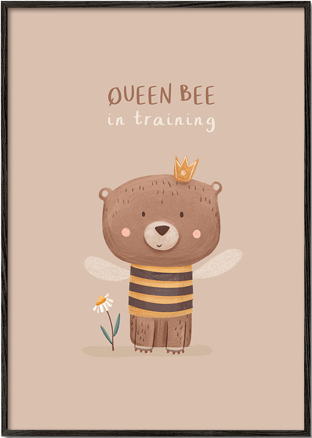 Affiche enfant ours en tenue d'abeille royale
