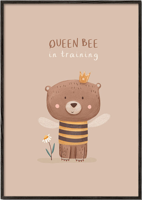 Affiche enfant ours en tenue d'abeille royale