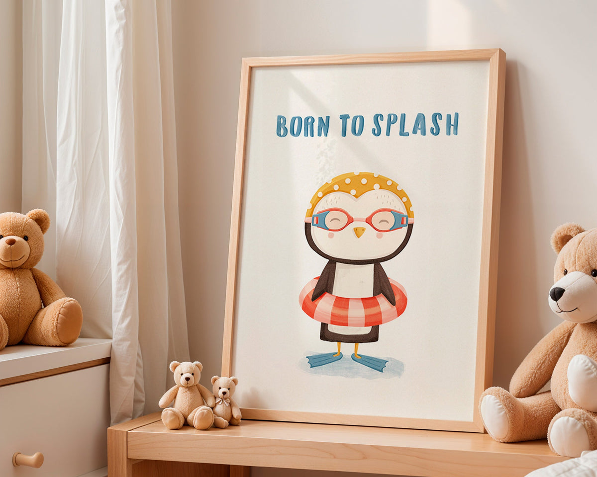 Affiche enfant: pingouin enjoué