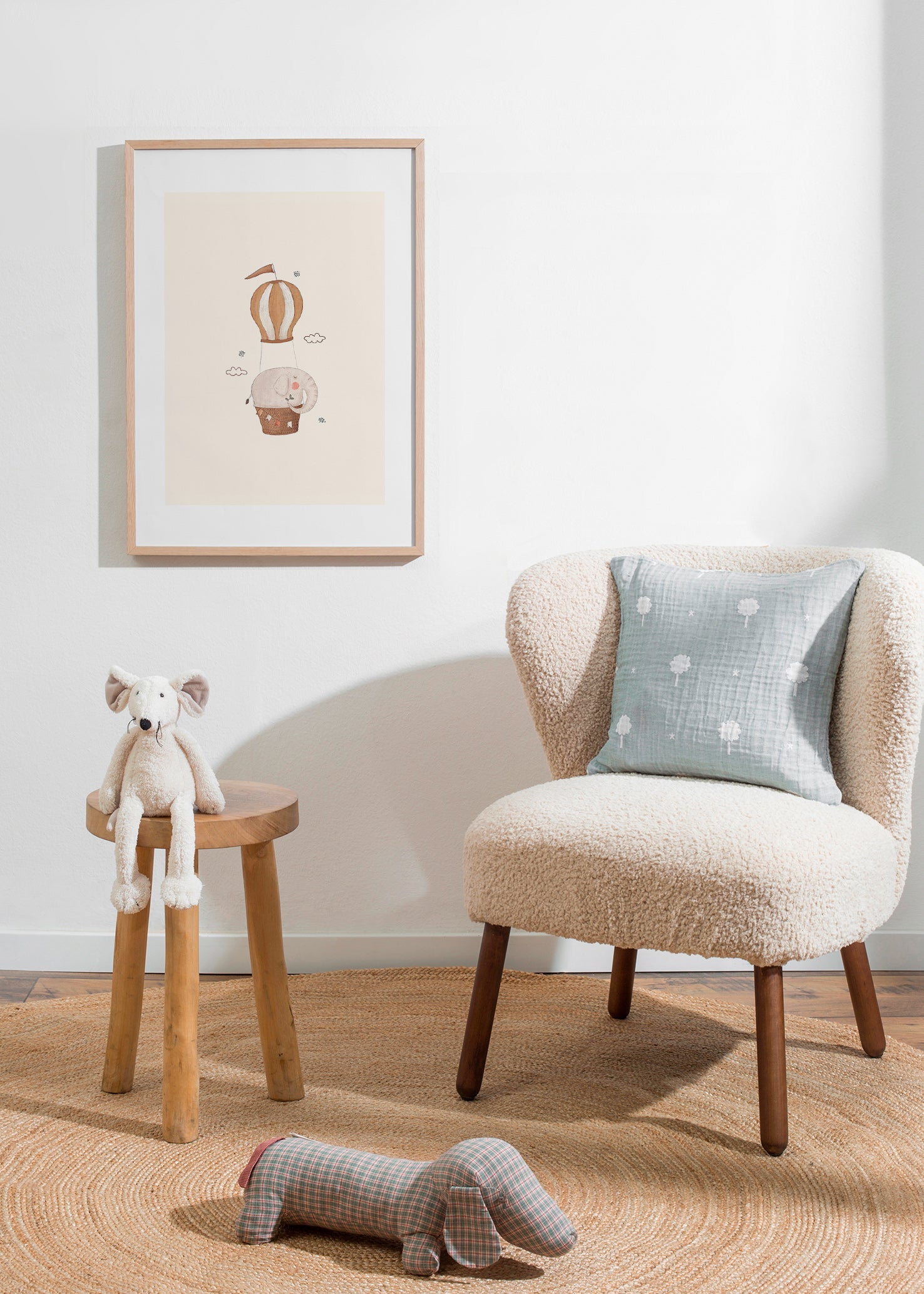 Affiche enfant éléphant en montgolfière