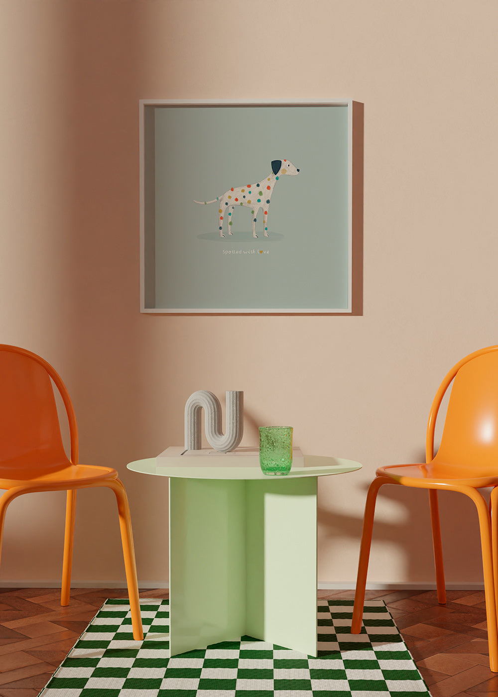 Dalmate illustré aux taches colorées