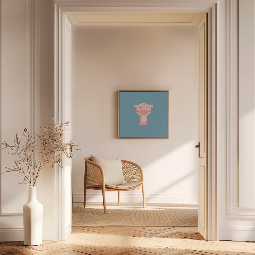 Impression enfant: cochon rose centré
