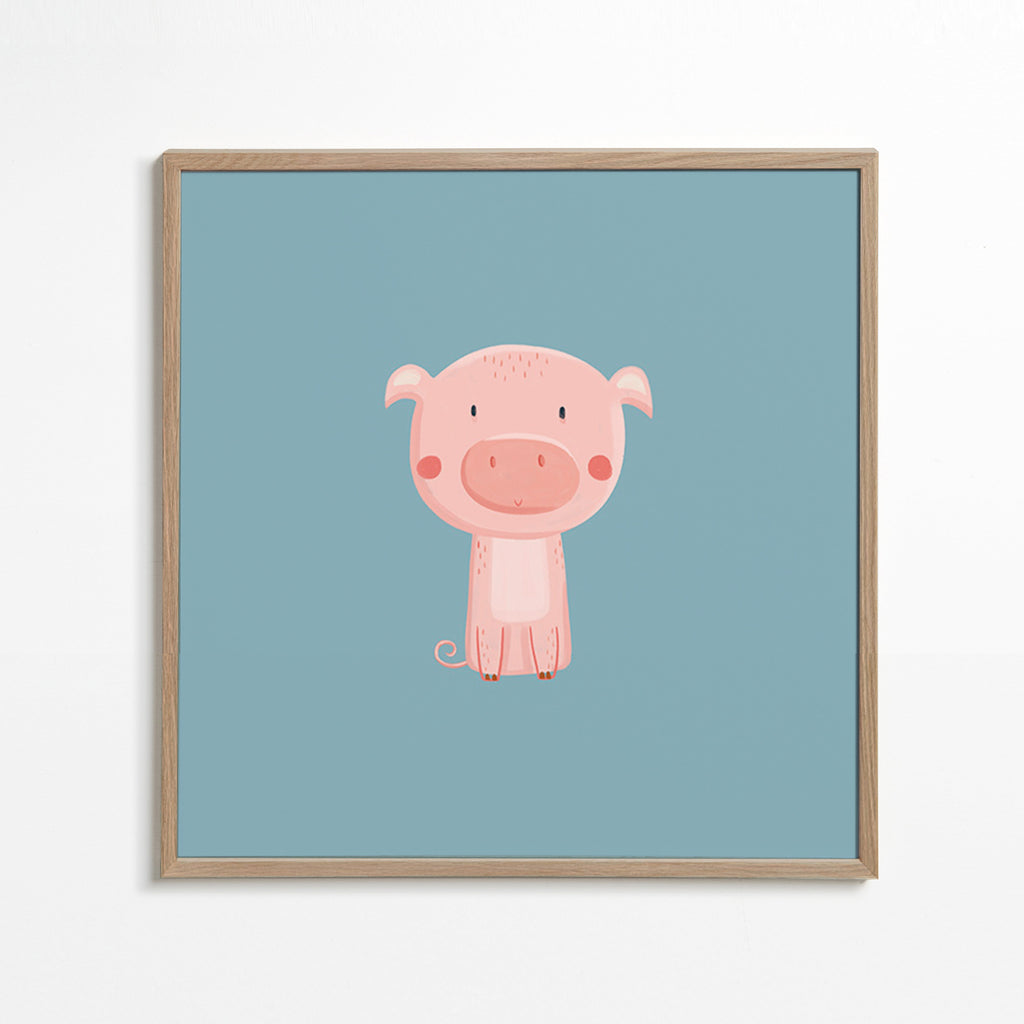 Impression enfant: cochon rose centré