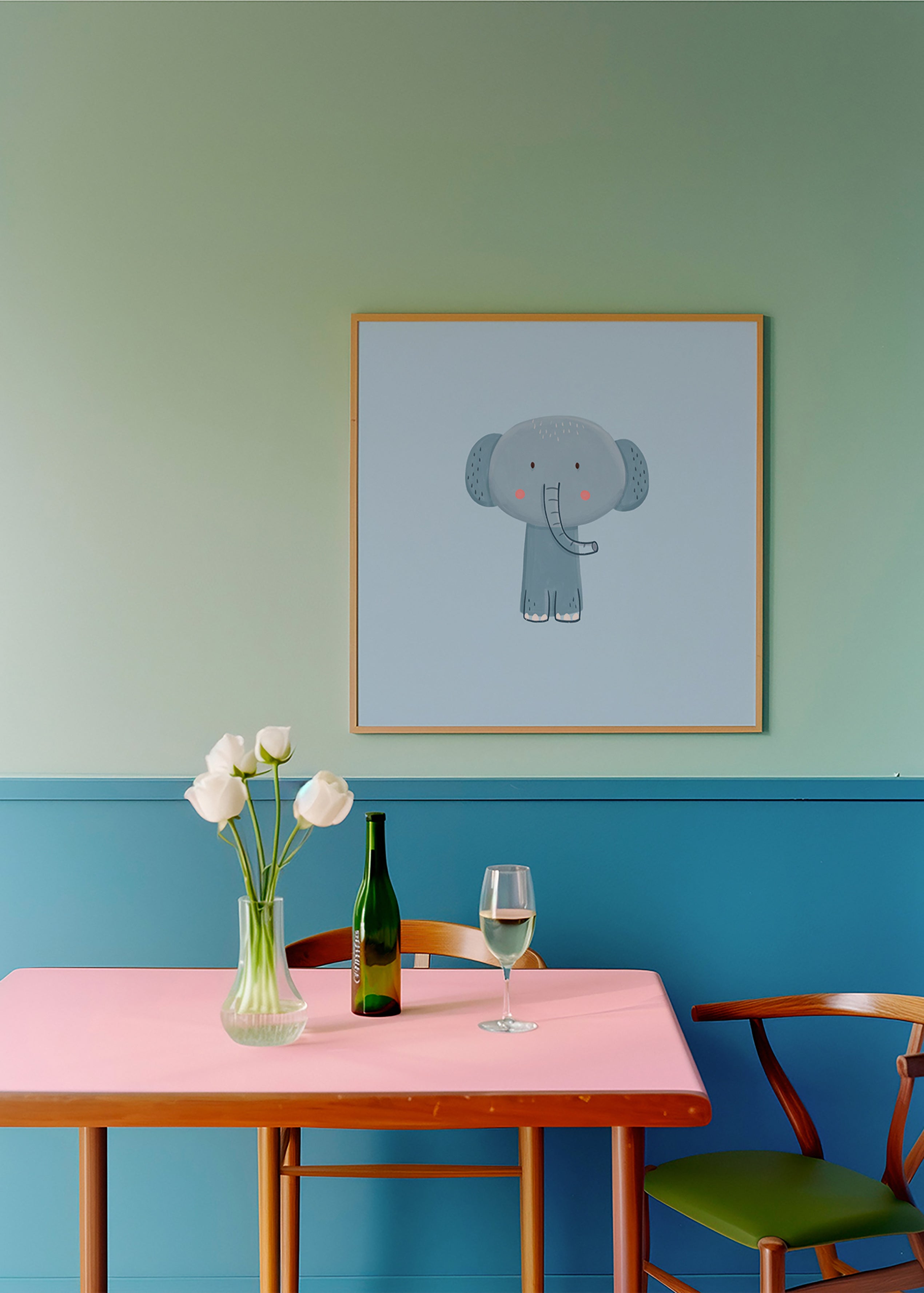 Impression enfant : éléphant bleu adorable