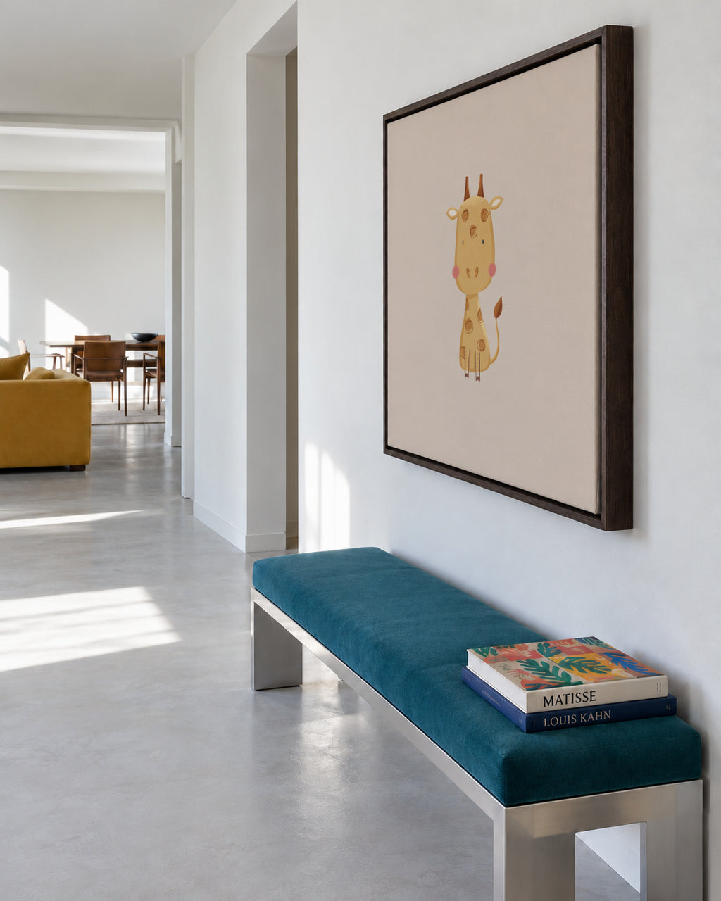 Giraffe - Framed canvas in an interior