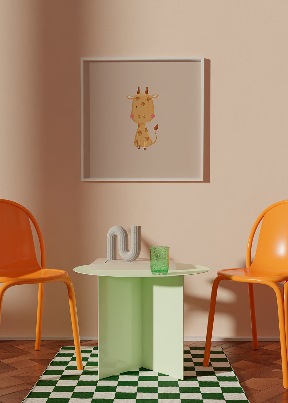 Affiche enfant avec girafe minimaliste