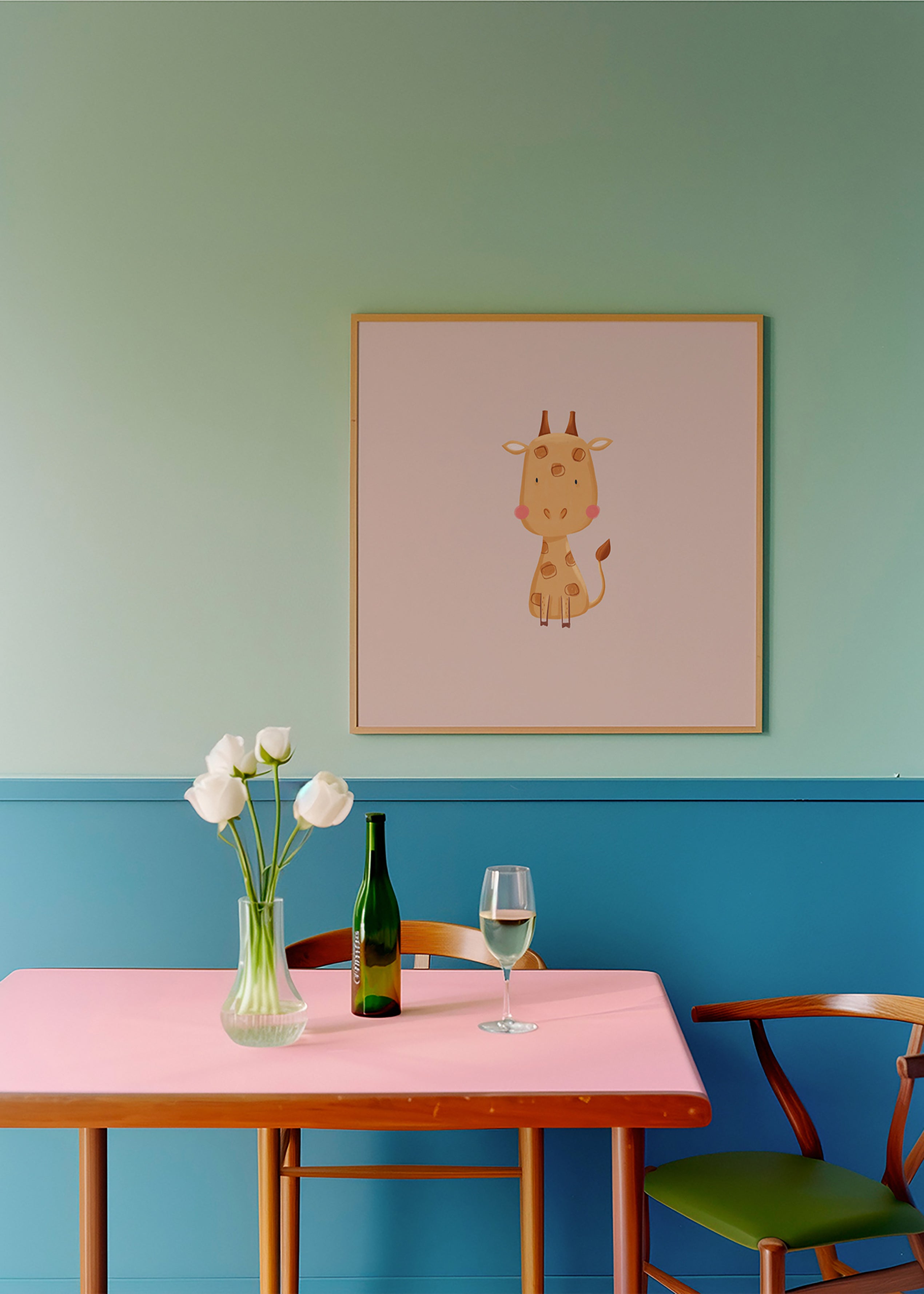 Affiche enfant avec girafe minimaliste