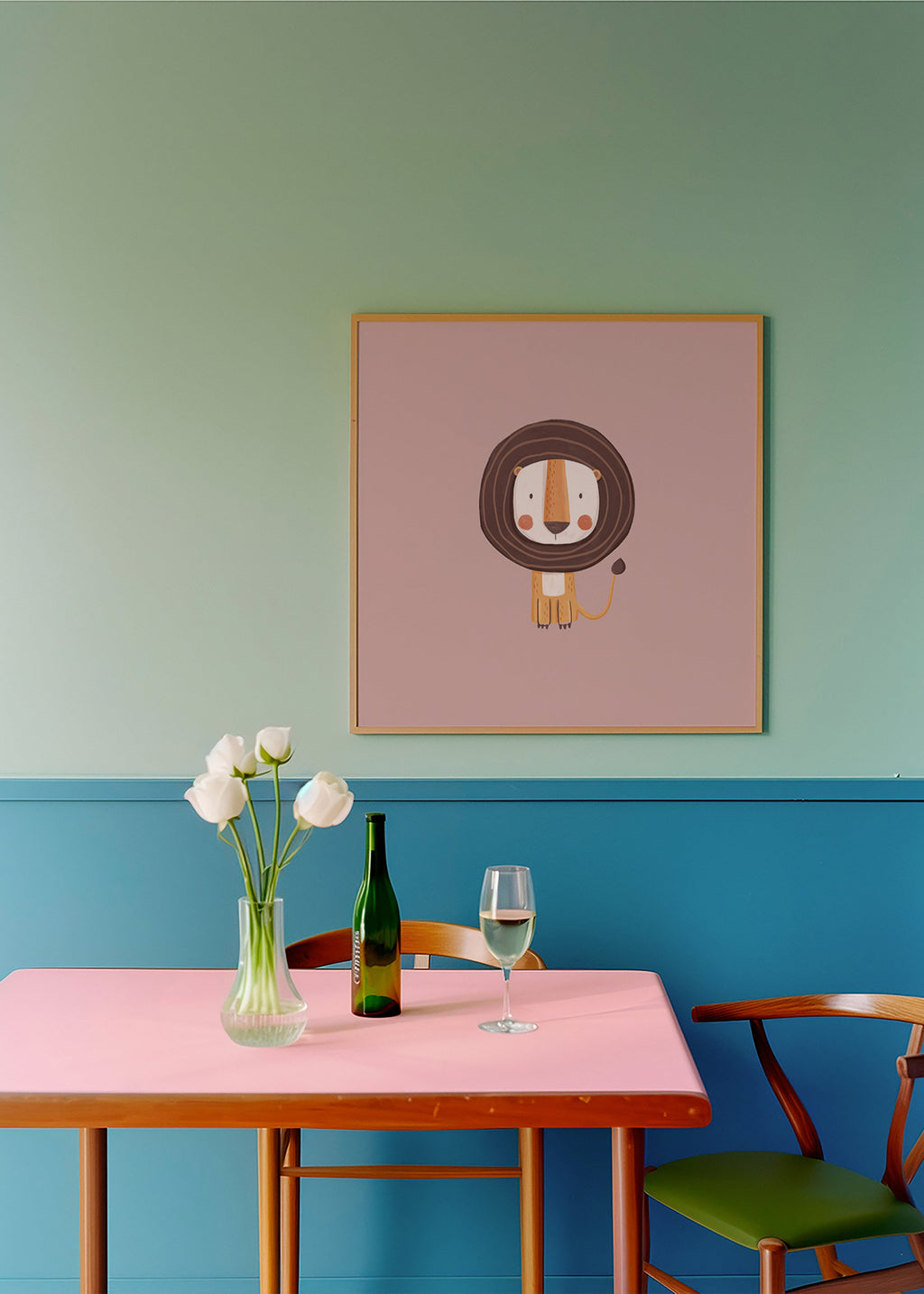Affiche enfant : lion minimaliste