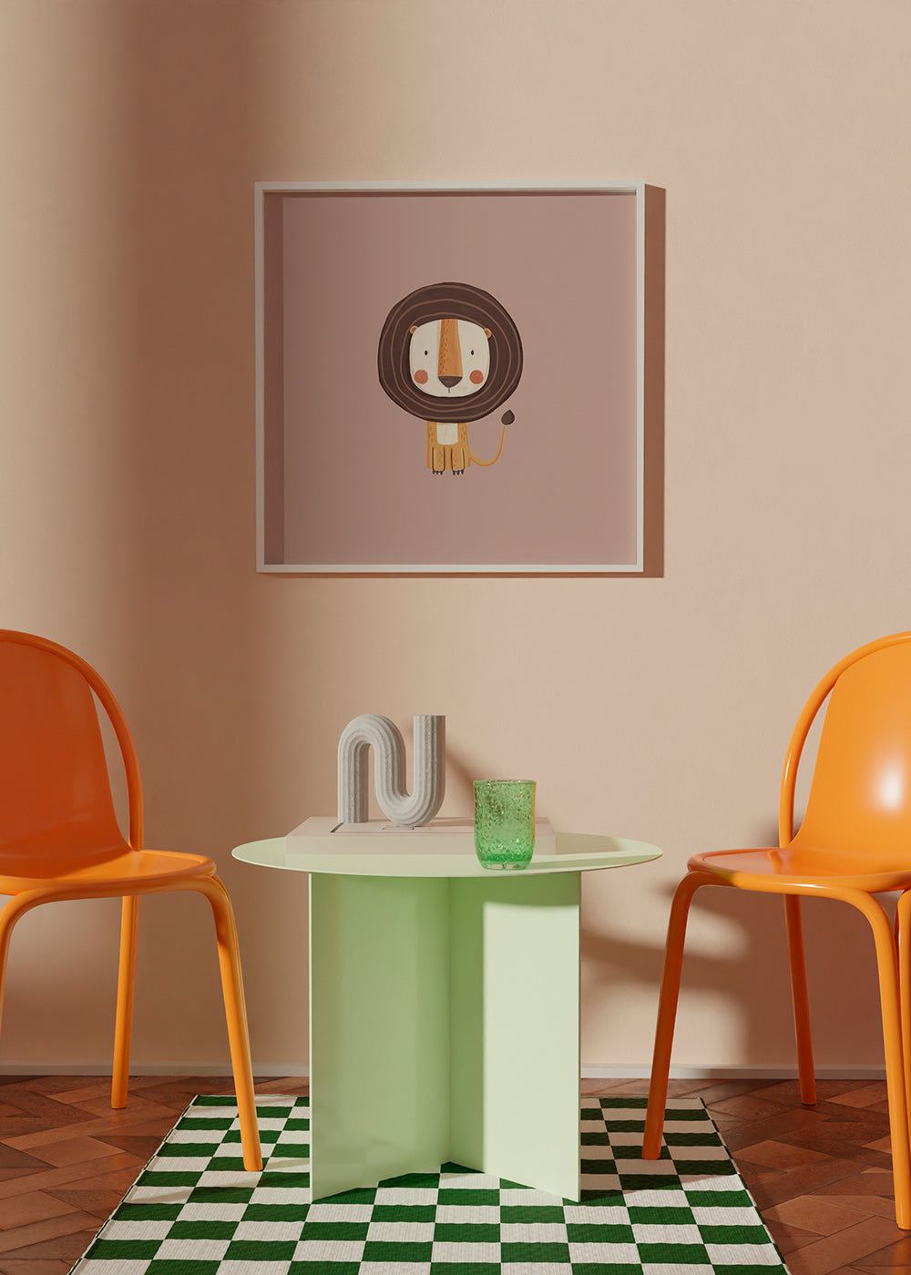 Affiche enfant : lion minimaliste