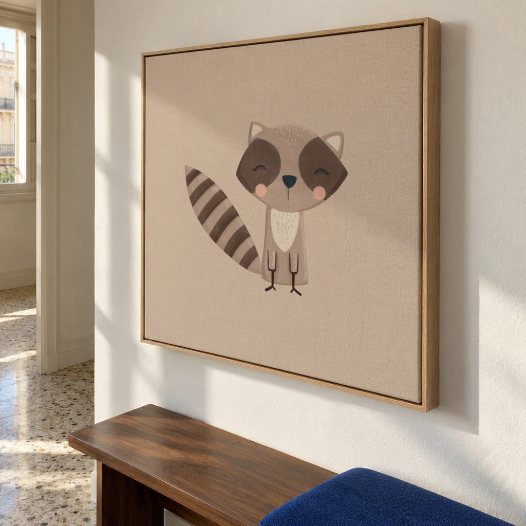 Mapache - Framed canvas in an interior