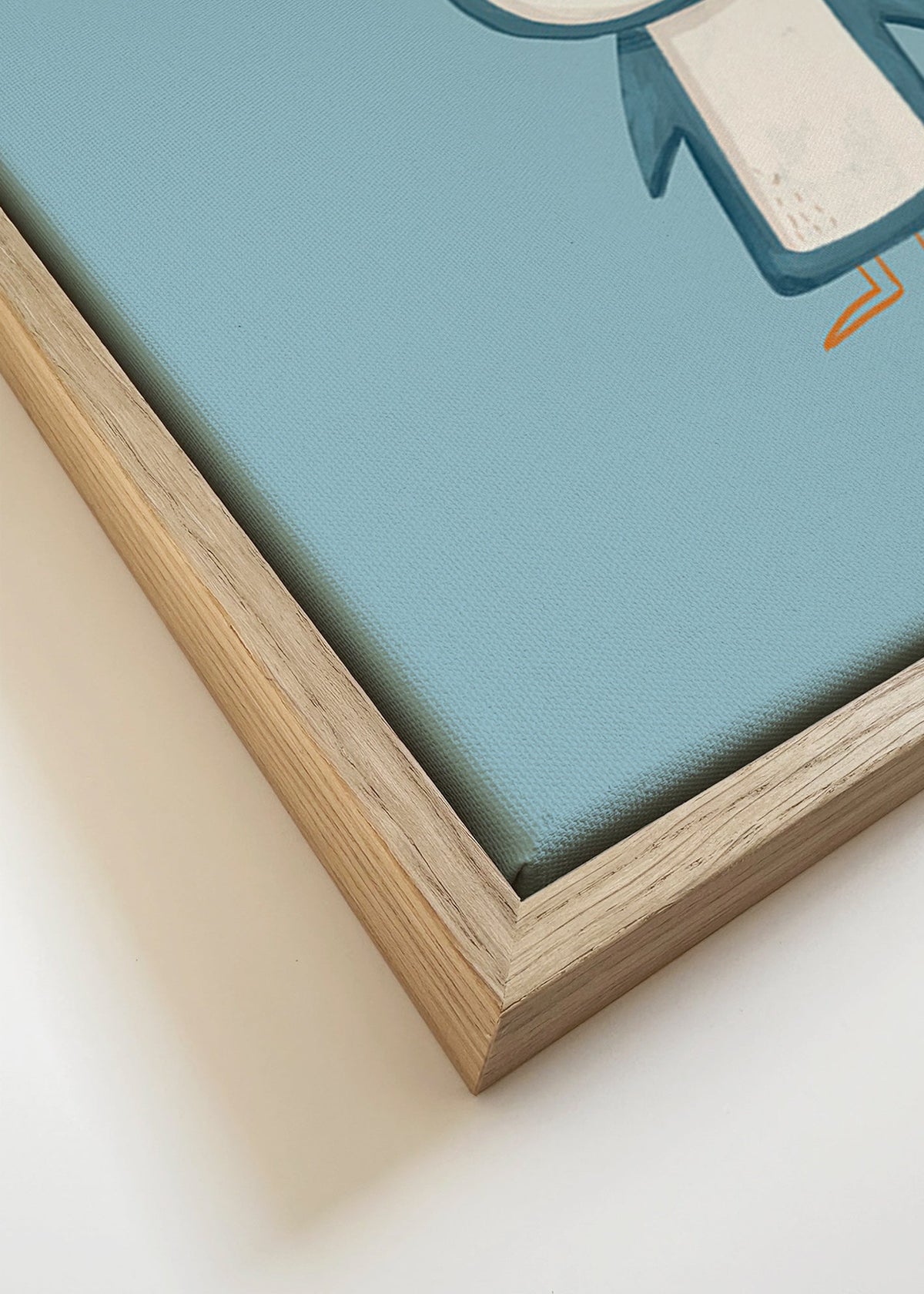 Œuvre pingouin illustrée sur fond bleu