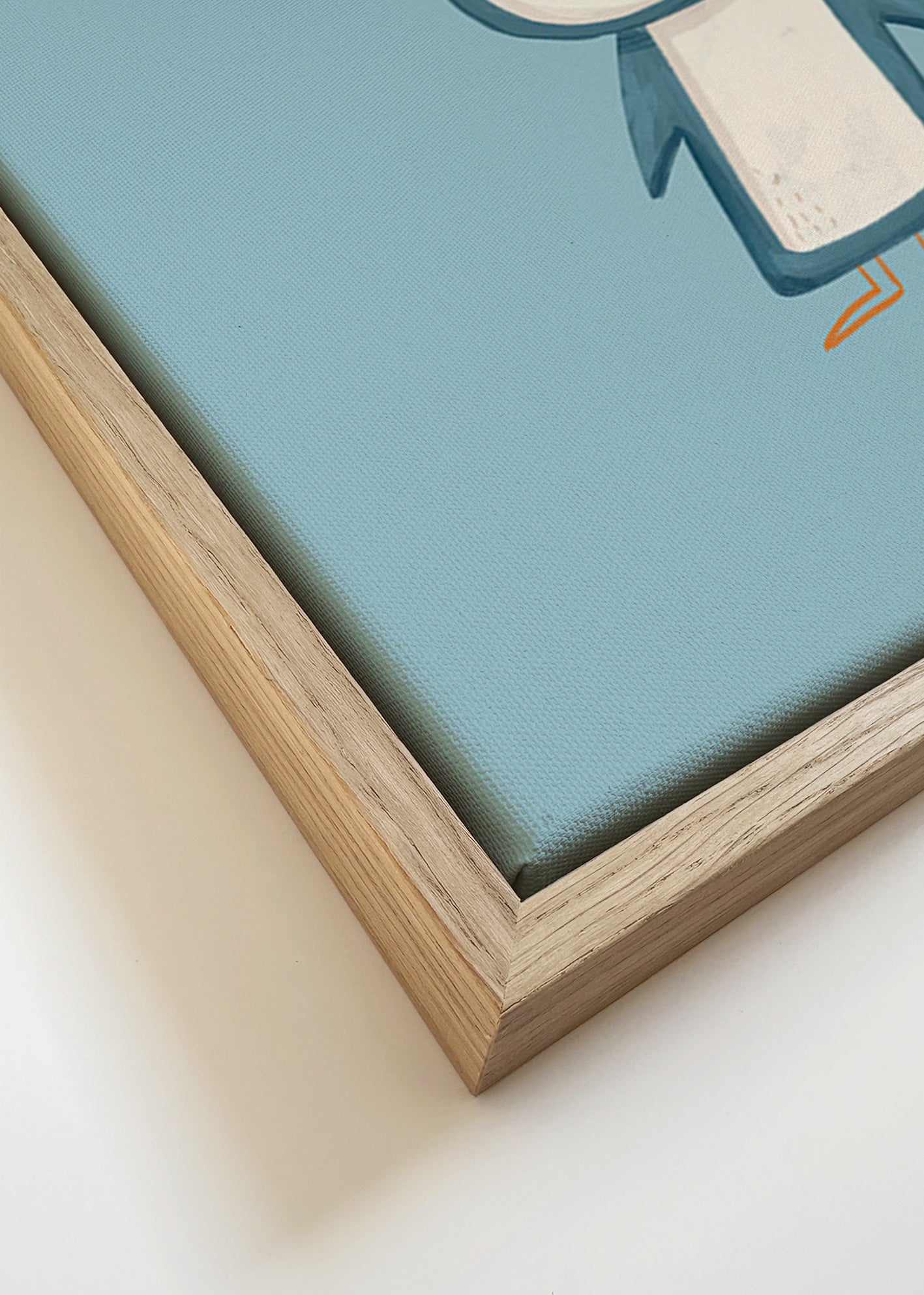 Œuvre pingouin illustrée sur fond bleu