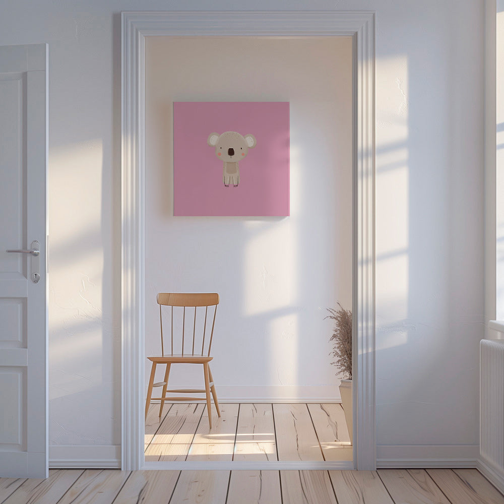 Illustration enfantine : koala rose minimal