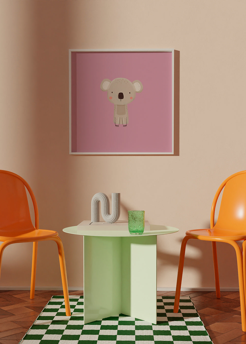 Illustration enfantine : koala rose minimal