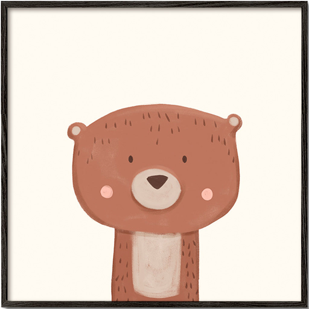 Illustration enfant ours tendre sur fond crème
