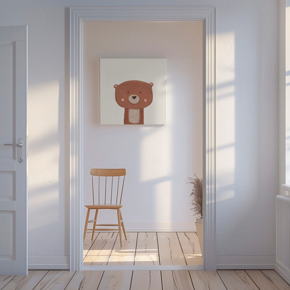 Illustration enfant ours tendre sur fond crème