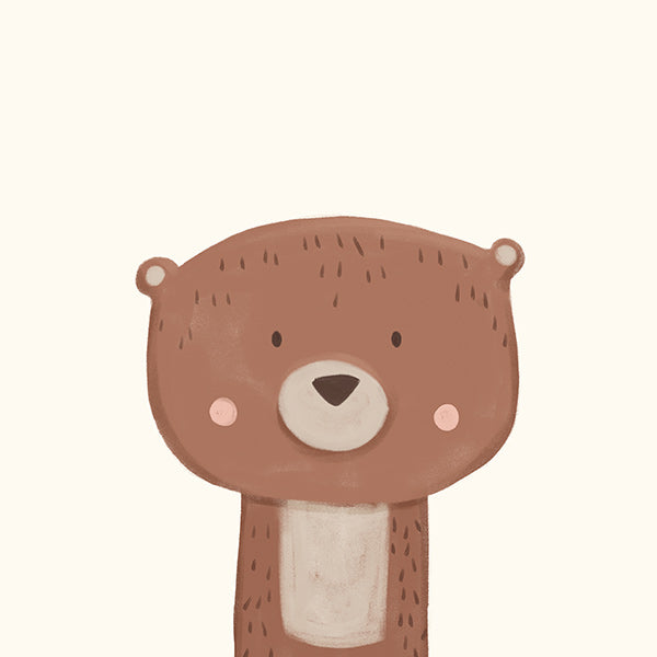 Illustration enfant ours tendre sur fond crème