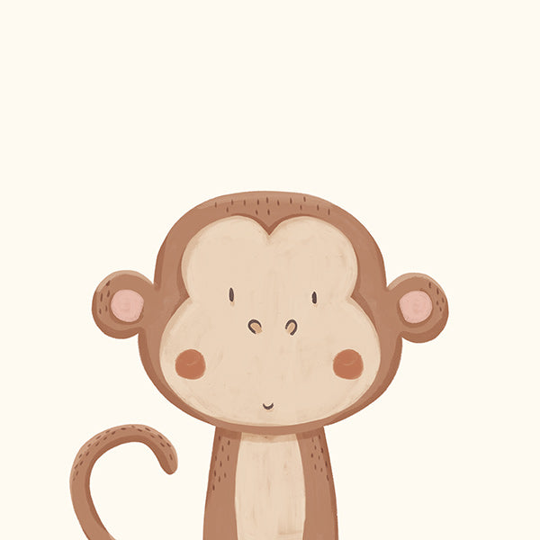 Lámina enfant singe souriant