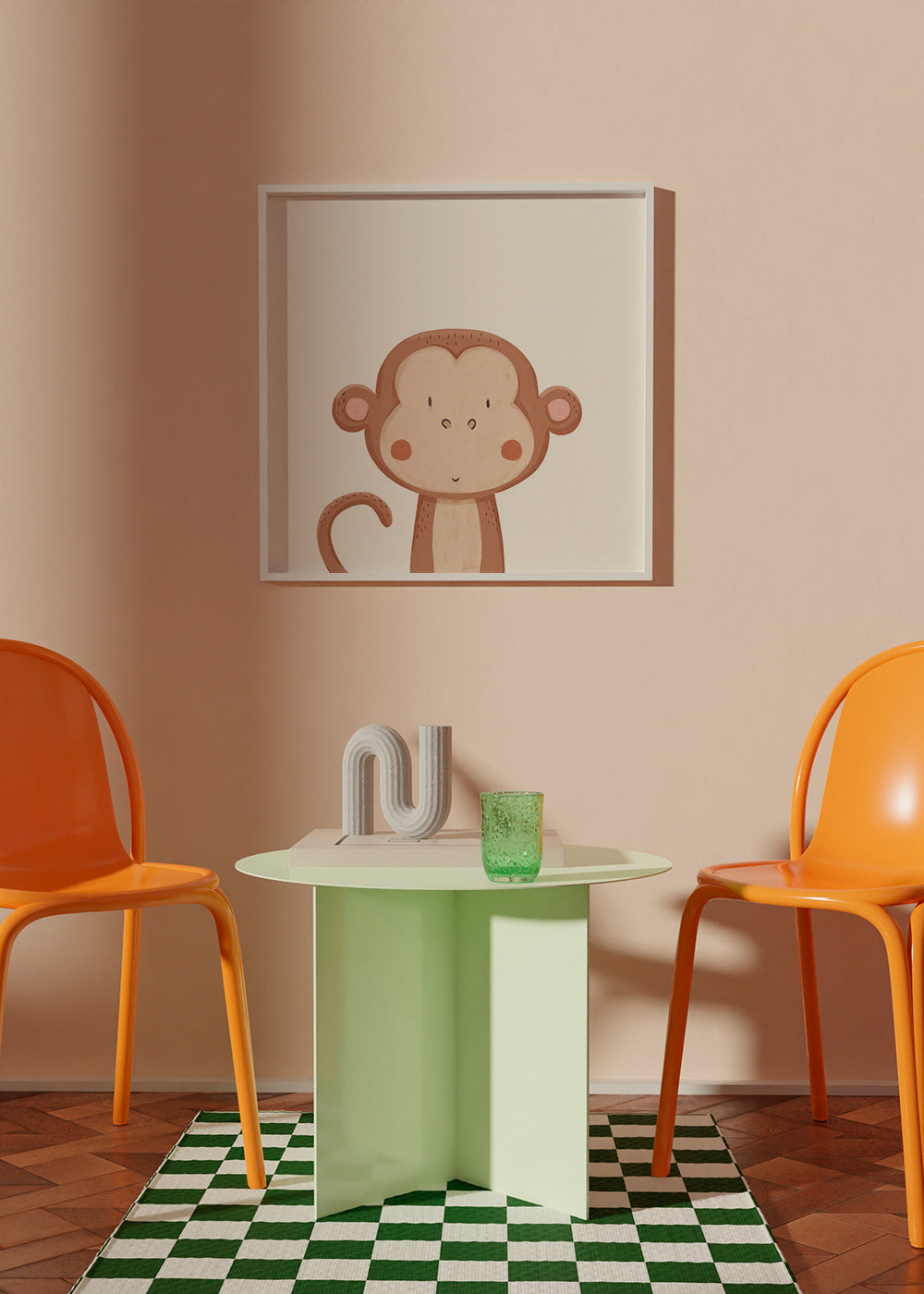 Lámina enfant singe souriant