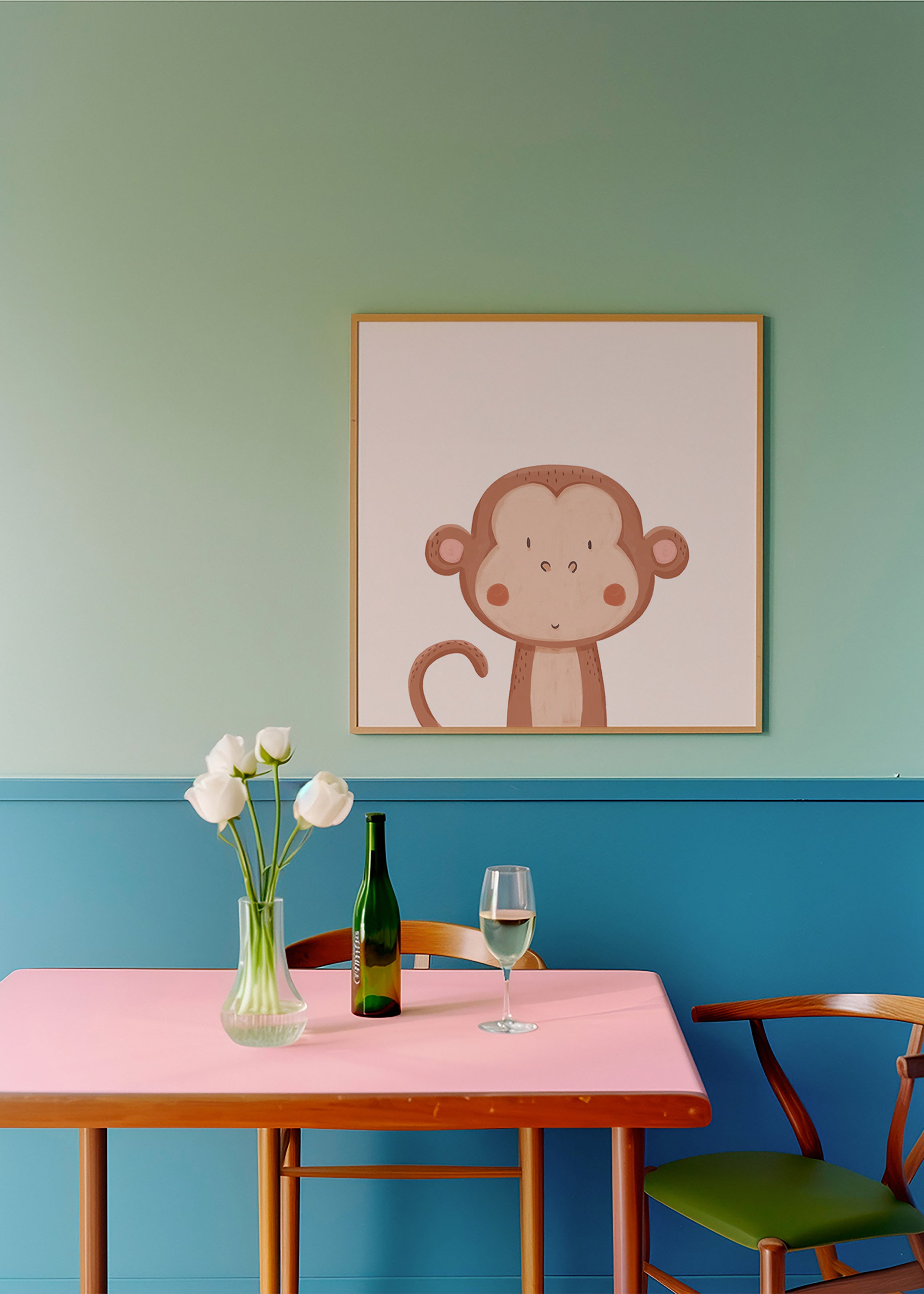 Lámina enfant singe souriant