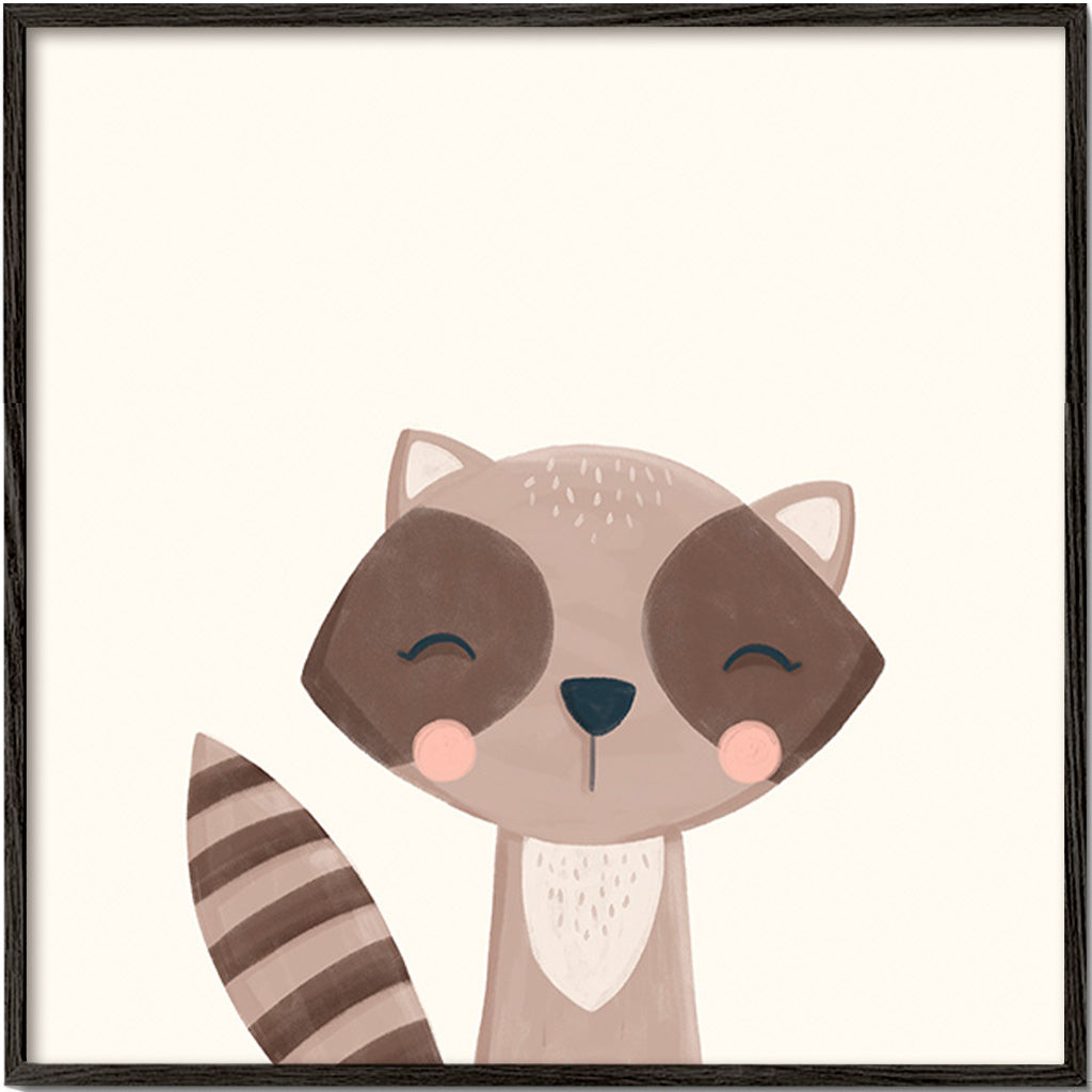 Illustration enfant : raton laveur souriant