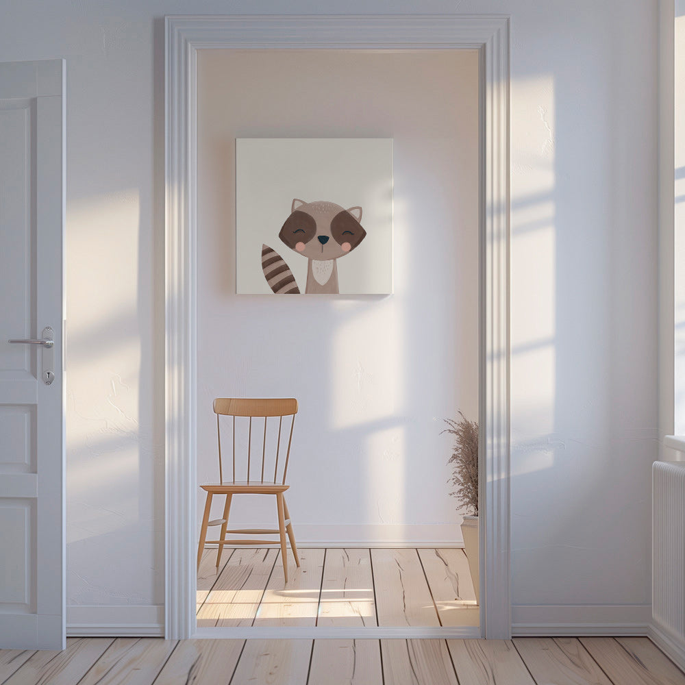 Illustration enfant : raton laveur souriant