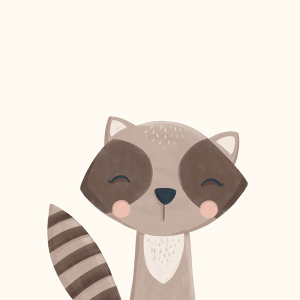 Illustration enfant : raton laveur souriant