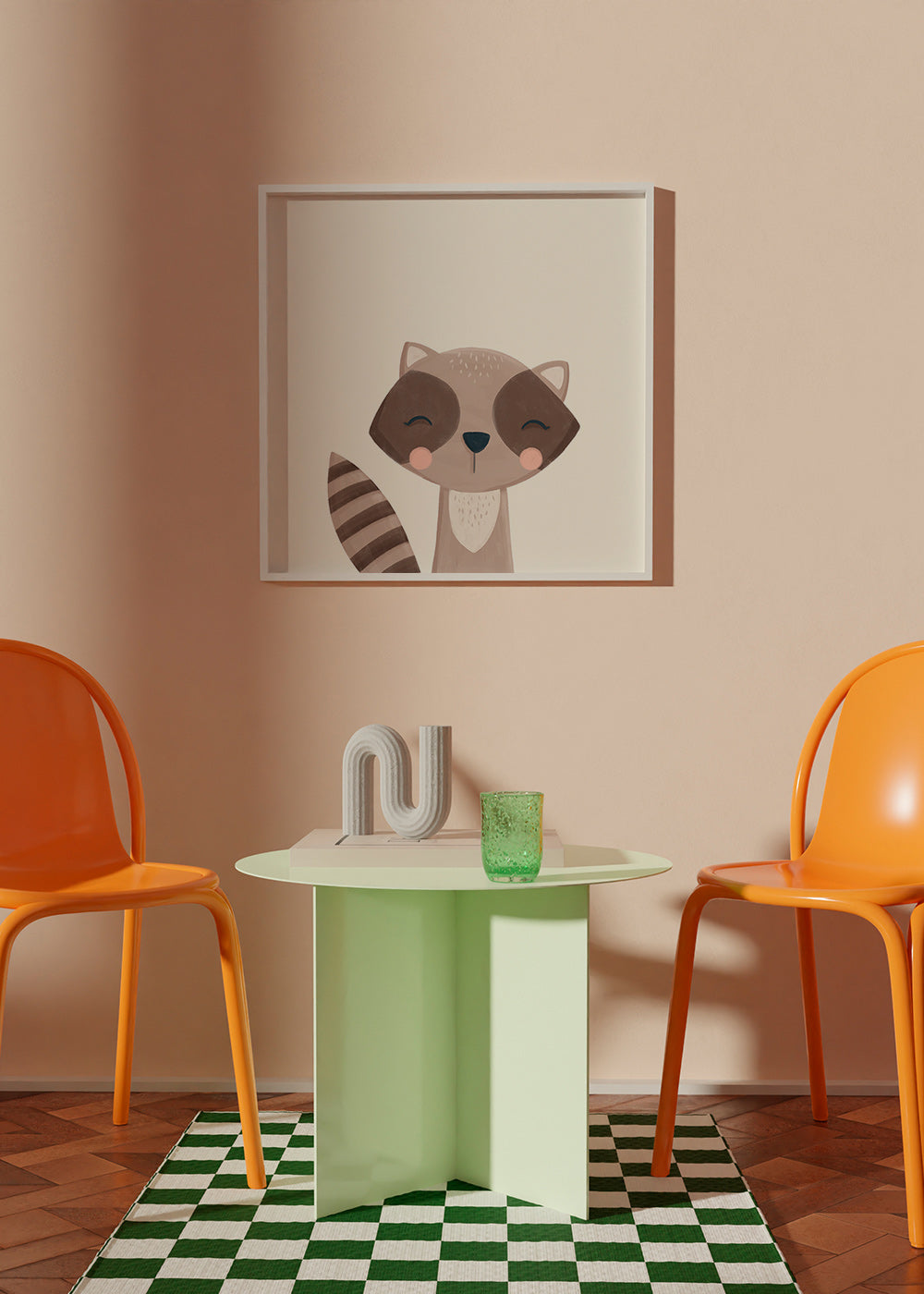 Illustration enfant : raton laveur souriant