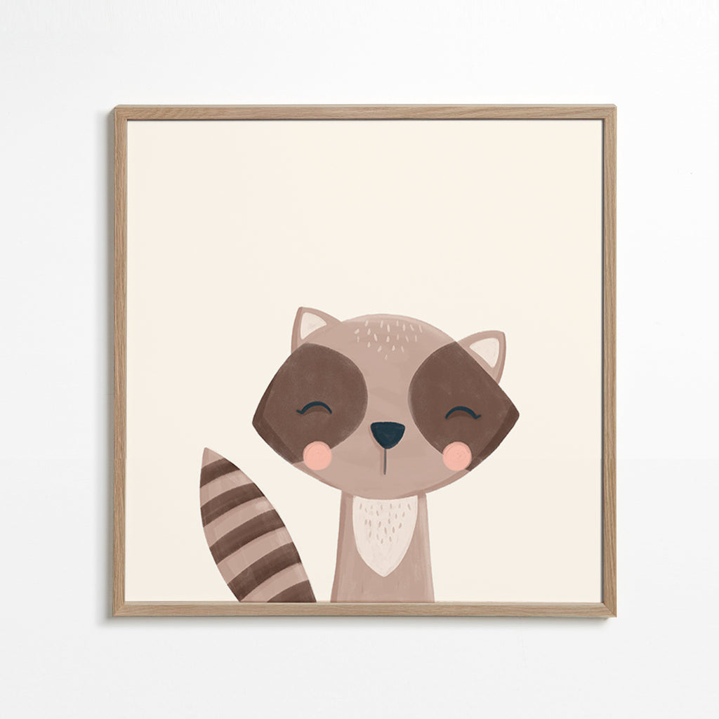 Illustration enfant : raton laveur souriant
