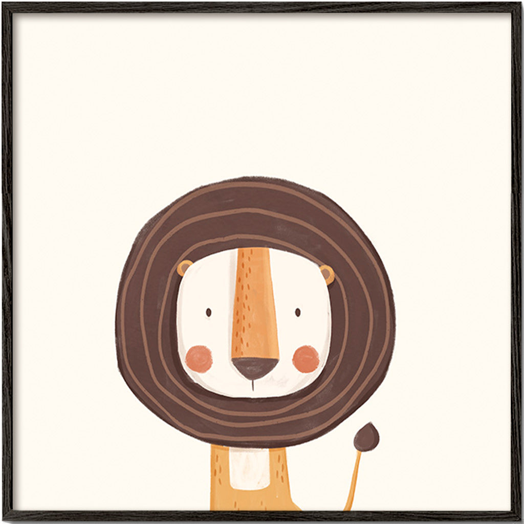 Lámina enfant : lion souriant au style minimal
